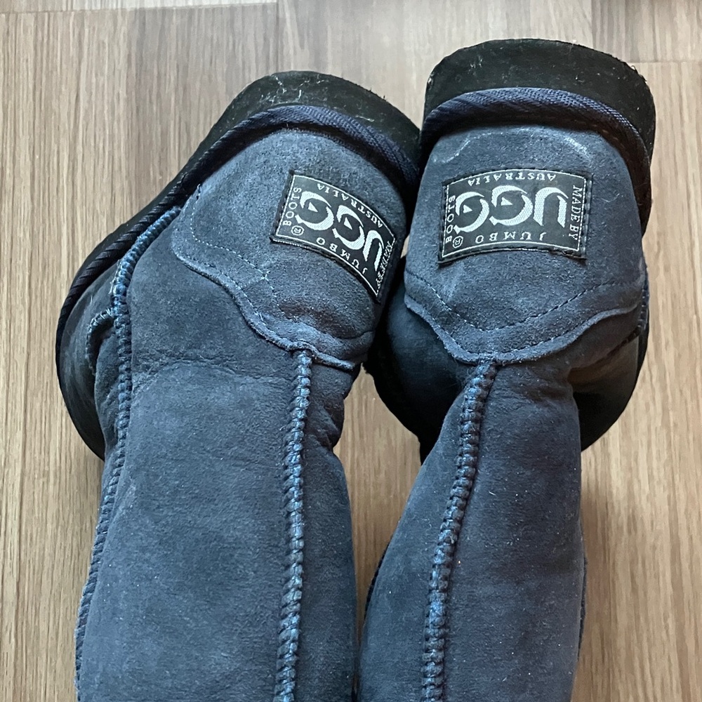UGG Jumbo Classic Tall Navy Blue Sheepskin Boots - Picture 3 of 12